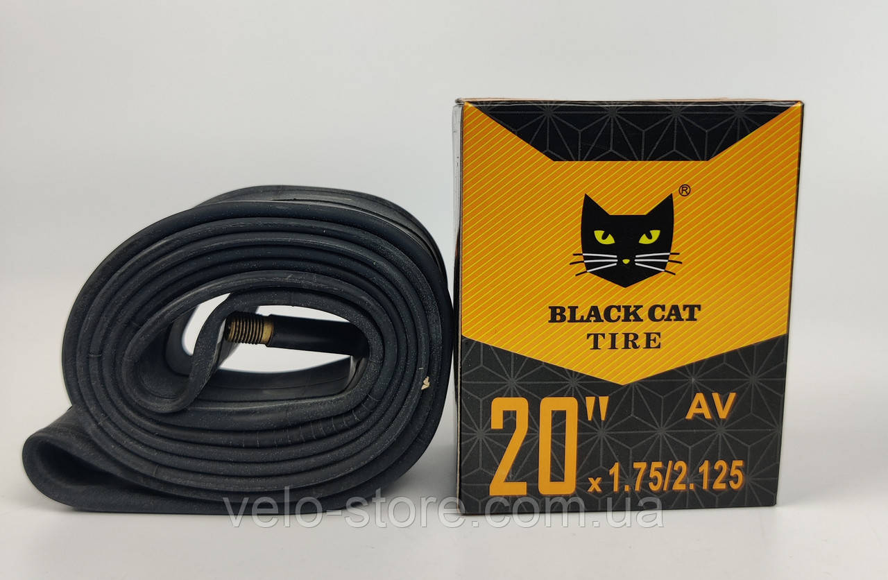 Велокамера 20х1.75 - 2.125 AV Black Cat. Велосипедна камера, Камера для велосипеда