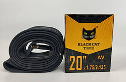 Велокамера 20х1.75 - 2.125 AV Black Cat. Велосипедна камера, Камера для велосипеда