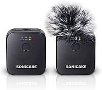 Беспроводной петличный микрофон SONICAKE, передача 164 фута/50 м, компактная беспроводная петляная микрофонная
