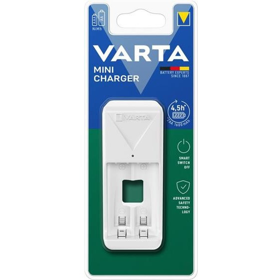 Зарядний пристрій VARTA Mini Charger для акумуляторів АА/ААА White, фото 1