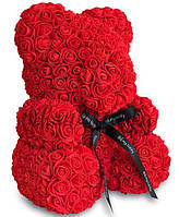 Мишка из алых 3D роз в подарочной упаковке медведь Тедди Красный! Полезный
