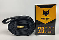 Велокамера 26х1.3/8 AV 48 (37-590) Black Cat. Камера для велосипеда 26. Велосипедная камера 26