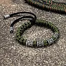 Браслет чоловічий із паракорду та сталі VIKING зелений з Рунами, фото 3