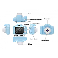 Цифровой детский фотоаппарат Фотокамера c дисплеем 2 функция фото и видеосъемка UKC GM14 голубой! Хороший!