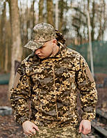 Тактическая флисовая куртка с капюшоном пиксель Армейская флиска на молнии с липучками