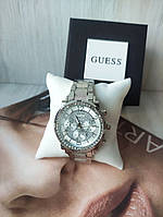 Женские наручные часы Guess со стразами silver