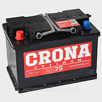Аккумулятор автомобильный 75Ач (+/-) CRONA АКБ 278x175x190