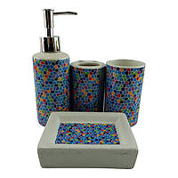 Красивый набор для ванной комнаты синяя мозаика из керамики