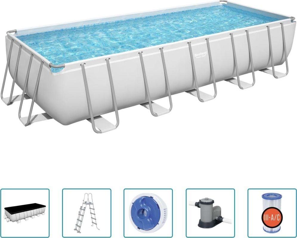 Басейн каркасний прямокутний 6в1 Bestway 5611Z Power Steel 640 x 274 см - білий, фото 1