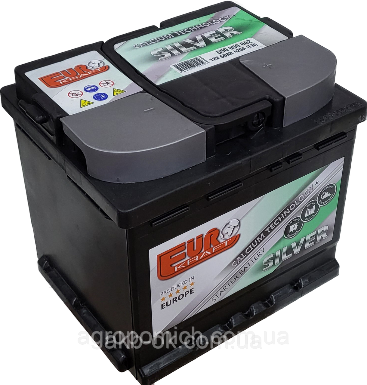 Аккумулятор автомобильный 50Aч EUROKRAFT SILVER (+/-) (Производство Monbat) EN420 207x175x19 - фото 1 - id-p2128383064