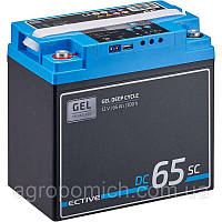 Гелевый аккумулятор ECTIVE DC 65 GEL глубокого разряда с зарядным устройством ШИМ и ЖК-дисплеем 12V 65Ah