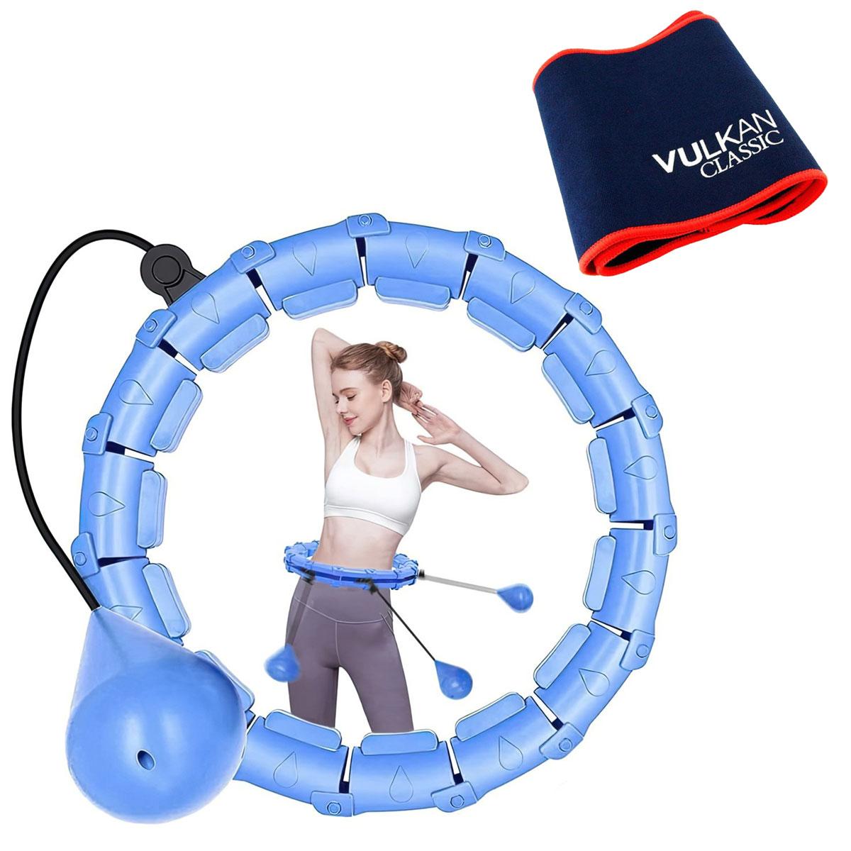 Комплект хулахуп з обважнювачем Hoola Hoop Massager Синій і пояс для схуднення Vulkan Вулкан Extra Long «T-s»