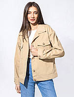 Жіночий піджак із деніму, розмір 46-48, колір бежевий