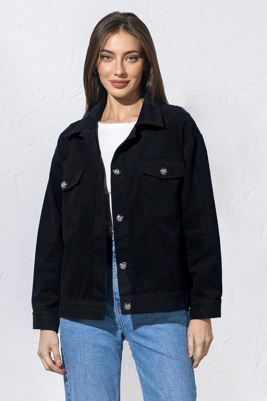Жіночий піджак із деніму, розмір 42-44, колір чорний