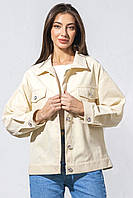 Женский пиджак из денима , размер 42-44, цвет молочный