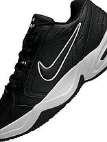 Чоловічі кросівки Nike Air Monarch Black White Взуття Найк Аір Монарх чорні шкіряні демісезон повсякденні, фото 4