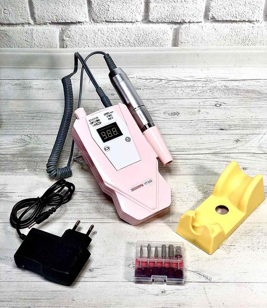 Фрезер для манікюру на акумуляторі YT-918 (рожевий), 30 Вт, 35000 об/хв., фото 1