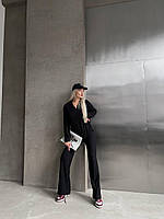 Женский базовый весенний прогулочный костюм турецкий рубчик кофта свободного кроя широкие штаны палаццо BVV