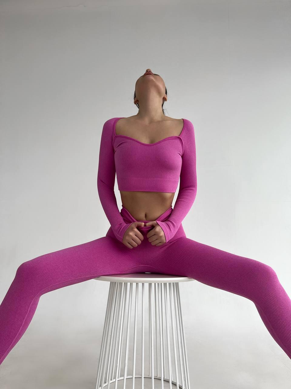 Повсякденний жіночий костюм Одяг для спортзалу Лосіни для йоги з пуш-апом Рожевий