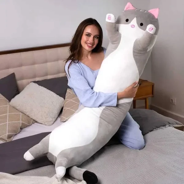 Кіт батон плюшевий 130 см іграшка для дітей Кіт | гіпоалергенна іграшка Сірий