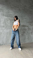 Базовые весенние актуальные широкие трендовые свободные джинсы женские молодежные брюки скейтерские палаццо 34