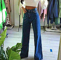 Базовые весенние актуальные широкие трендовые свободные джинсы женские молодежные брюки палаццо Турция Синий,
