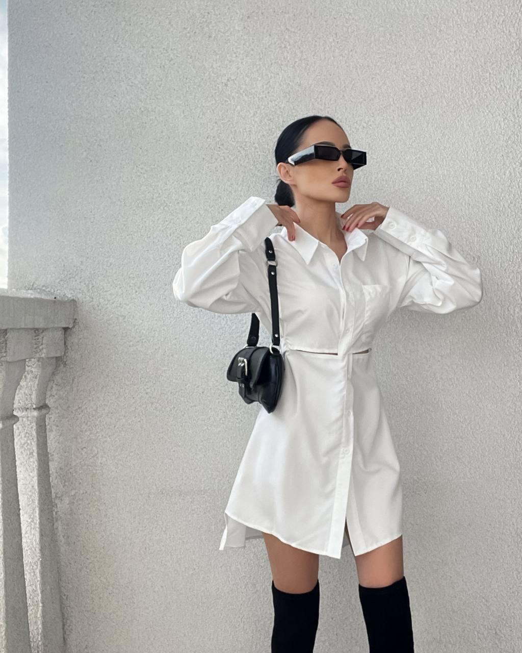 Котонове плаття сорочка з розрізами на талії (р. 42-46) 68PL5580, фото 1