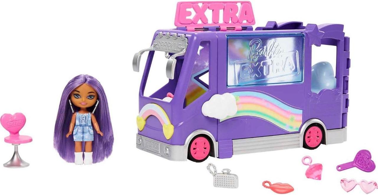 Лялька Barbie Extra Mini Minis та ігровий набір з автобусом HKF84