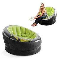 Надувне велюрове крісло Intex 68582 112х109х69 см Зелений