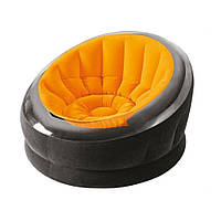 Надувне велюрове крісло Intex 68582 112х109х69 см Помаранчевий