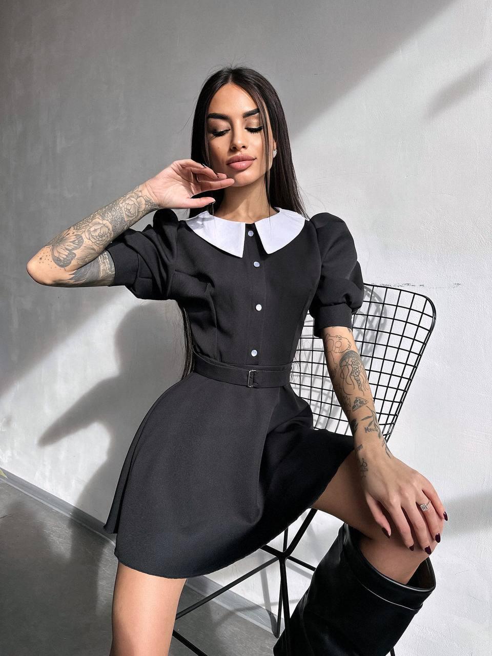 Коротке плаття з сорочковим верхом і білим коміром (р.S., M) 66PL5589Е, фото 1