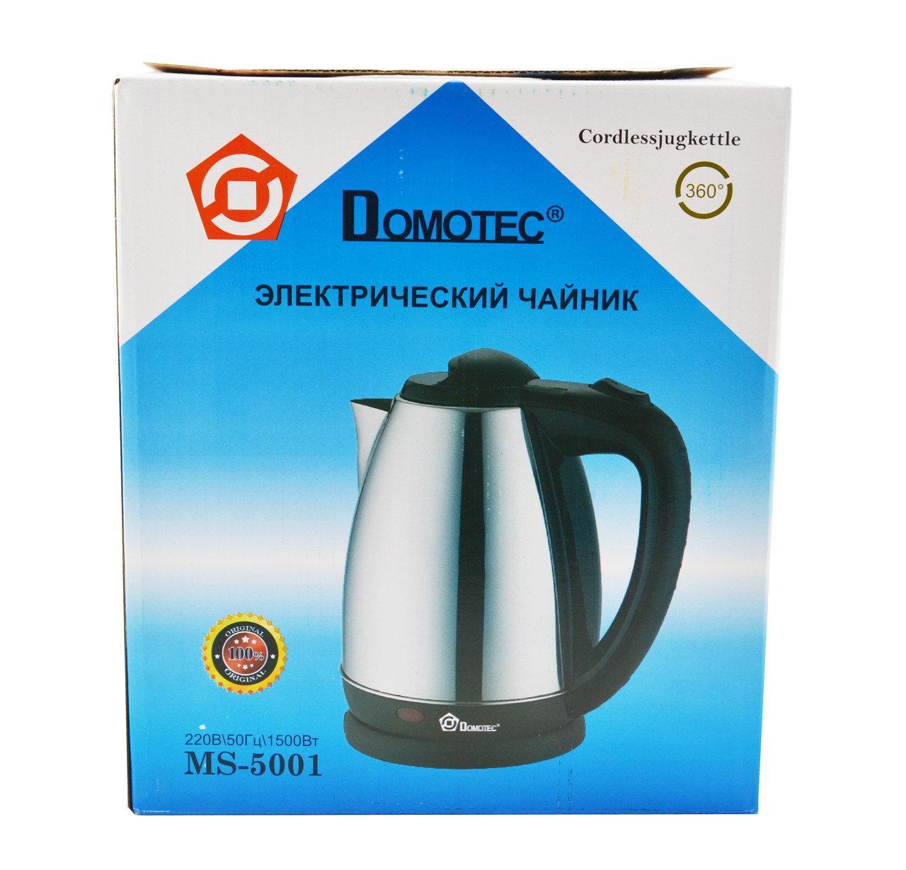 Електричний дисковий металевий чайник Domotec MS-5001 2л, Топовий