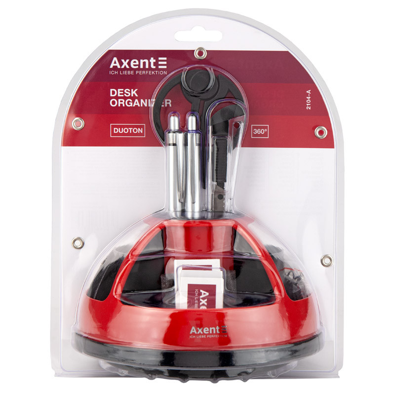 Набор настольный Axent Duoton 2104-04-A, 9 предметов, красный - фото 2 - id-p2128424209