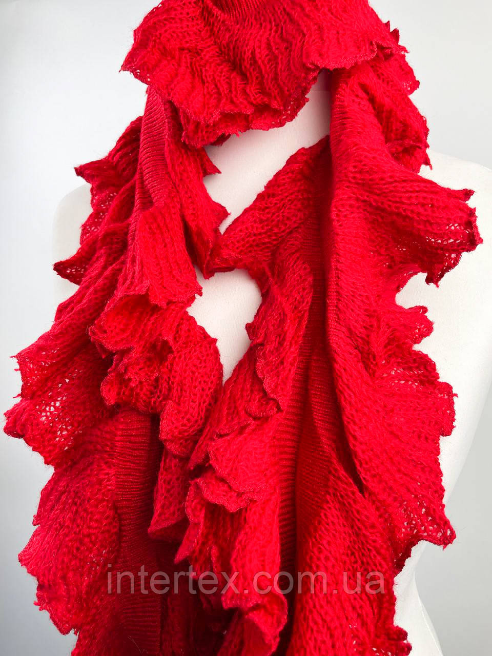 Шарф в'язаний Вів'єн (червоний), фото 1