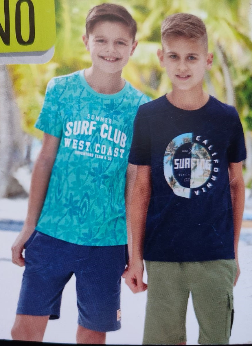 Футболки для хлопчика Pocopiano комплект із 2 штук синя бірюзова розмір 122, фото 1