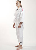 Кімоно для дзюдо дитяче з поясом біле для дівчаток Ippon Gear Future 2.0 Pink щільність 335 гр/м.кв. (120 см), фото 3