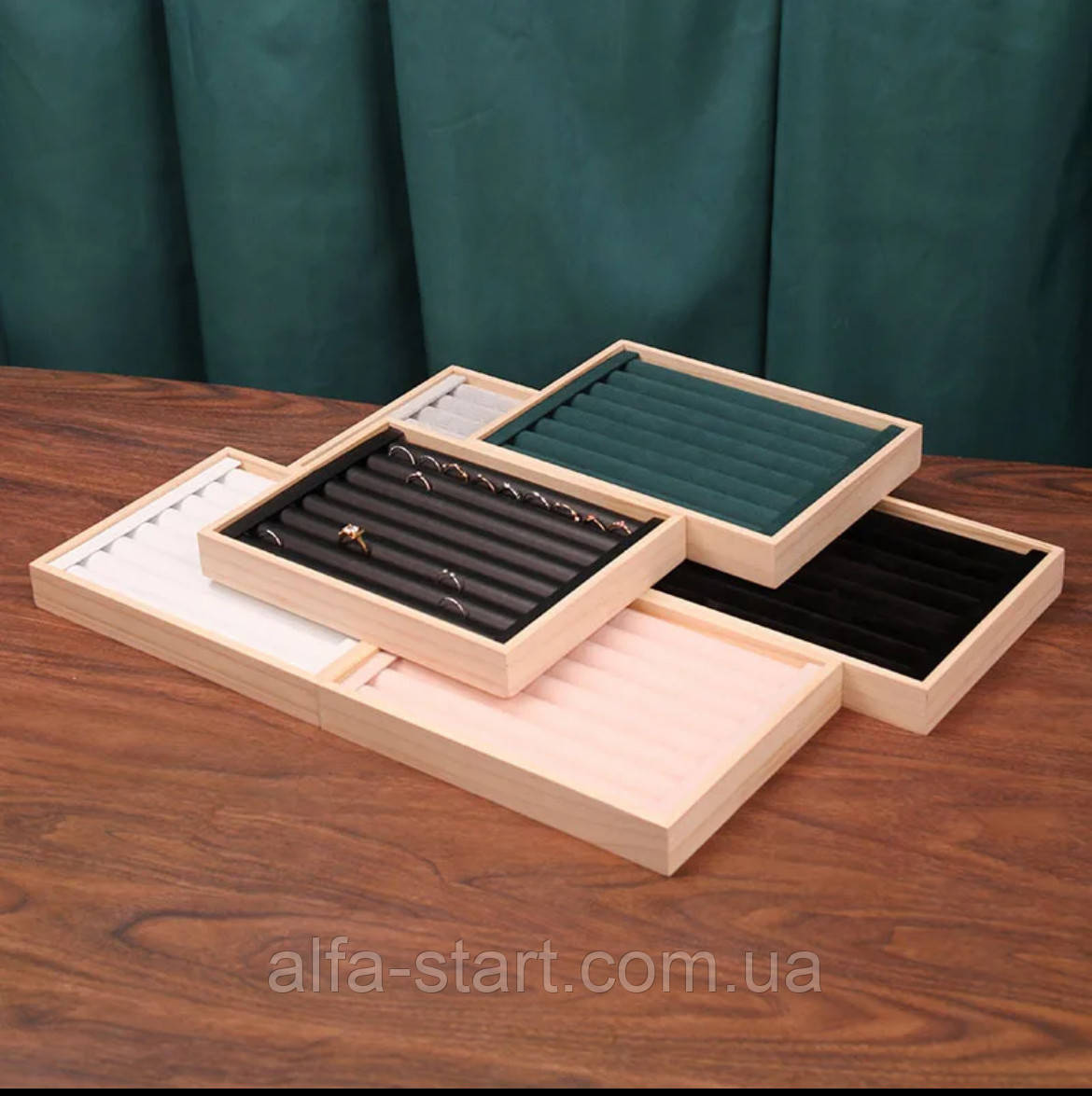 Черная деревянная коробка планшет 24х18см для колец и сережек - фото 3 - id-p2128438944