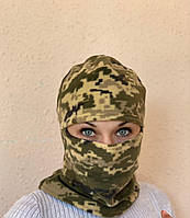 Тактический бафф-балаклава на зиму из флиса теплая маска на голову и лицо в цвете пиксель pdr