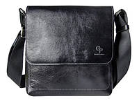 Мужская кожаная сумка Grande Pelle, сумка мессенджер из натуральной кожи, мужская черная сумка, глянцевая