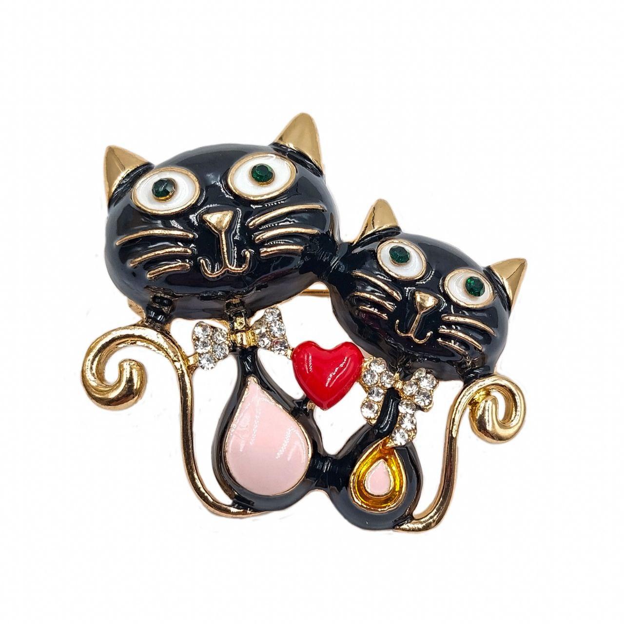 Брошка "Happy cats" лимонна позолота 371061(1)