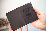 Персональне гравіювання Вашого шеврону, позивного. Обкладинка для посвідчення офіцера шкіряна темно-коричнева, фото 6