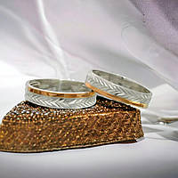 Пара серебряные обручальные кольца с золотом по передней части "Мишель"