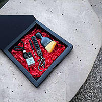 Подарочный набор KIA Кожаный брелок + автопарфюм + щетка для чистки салона