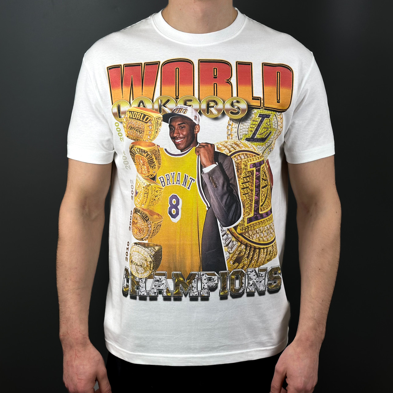 Футболка з принтом Kobe Bryant NBA Rings XXL Білий
