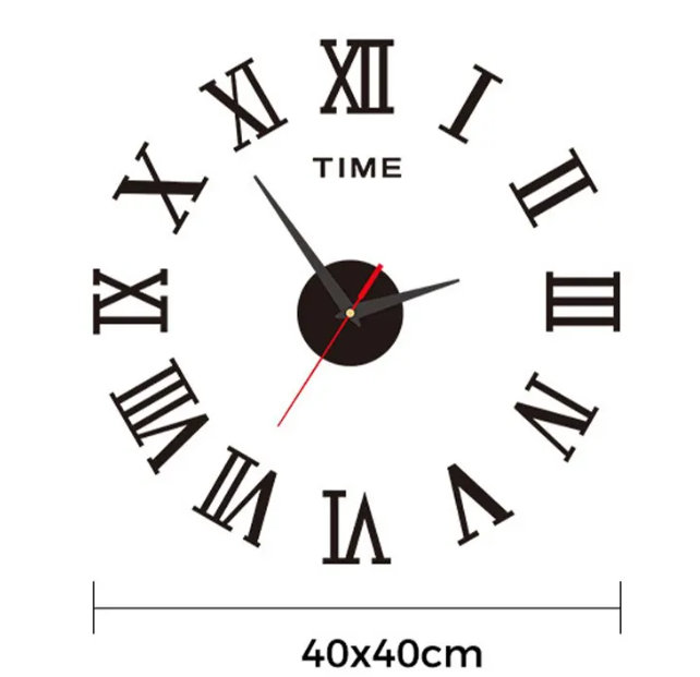 Часы настенные 3D, черные. 40 см. Римские цифры