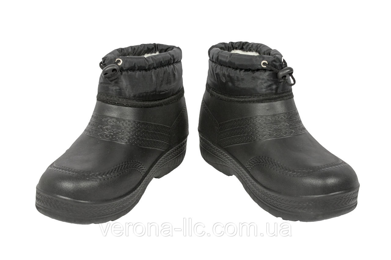 Галоши пена женские меховые ЭВА со шнурком черные - фото 2 - id-p390254002