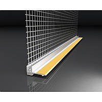 Профіль ПВХ віконний примикаючий 6 мм із сіткою 10 см (з манжетою) білий 2,4 м (пакет.25 шт.), DIROM