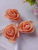 Цветок розы из фоамирана. Диаметр 3,0 см, высота 2,5 см. цвет темный персик. Цена указана за 1 шт