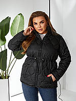 Женская куртка весна стежка в стиле ZARA Батал № 5406 50/52, Черный