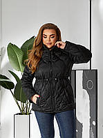 Женская куртка весна стежка в стиле ZARA Батал № 5406 54/56, Черный